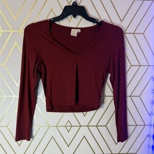 Women's Burgundy Long Sleeve Top